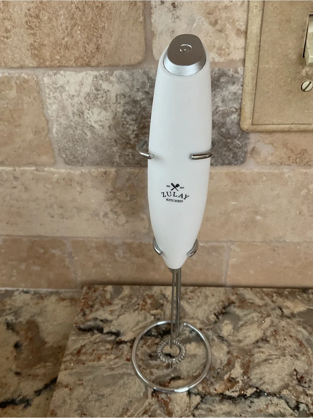 Zulay White Handheld Milk Frother - Battery Operated